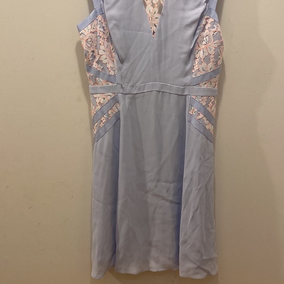 French Connection baby blue with white and neon pink lace dress - Picture 5 of 11